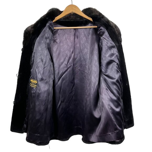 VTG Borgazia Black & Brown Faux Fur Womens Coat Sz XL - Picture 2 of 6